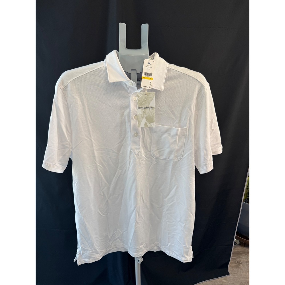 Tommy Bahama Mens San Lucio Stretch Polo Shirt White ST227428 Size Medium NWT